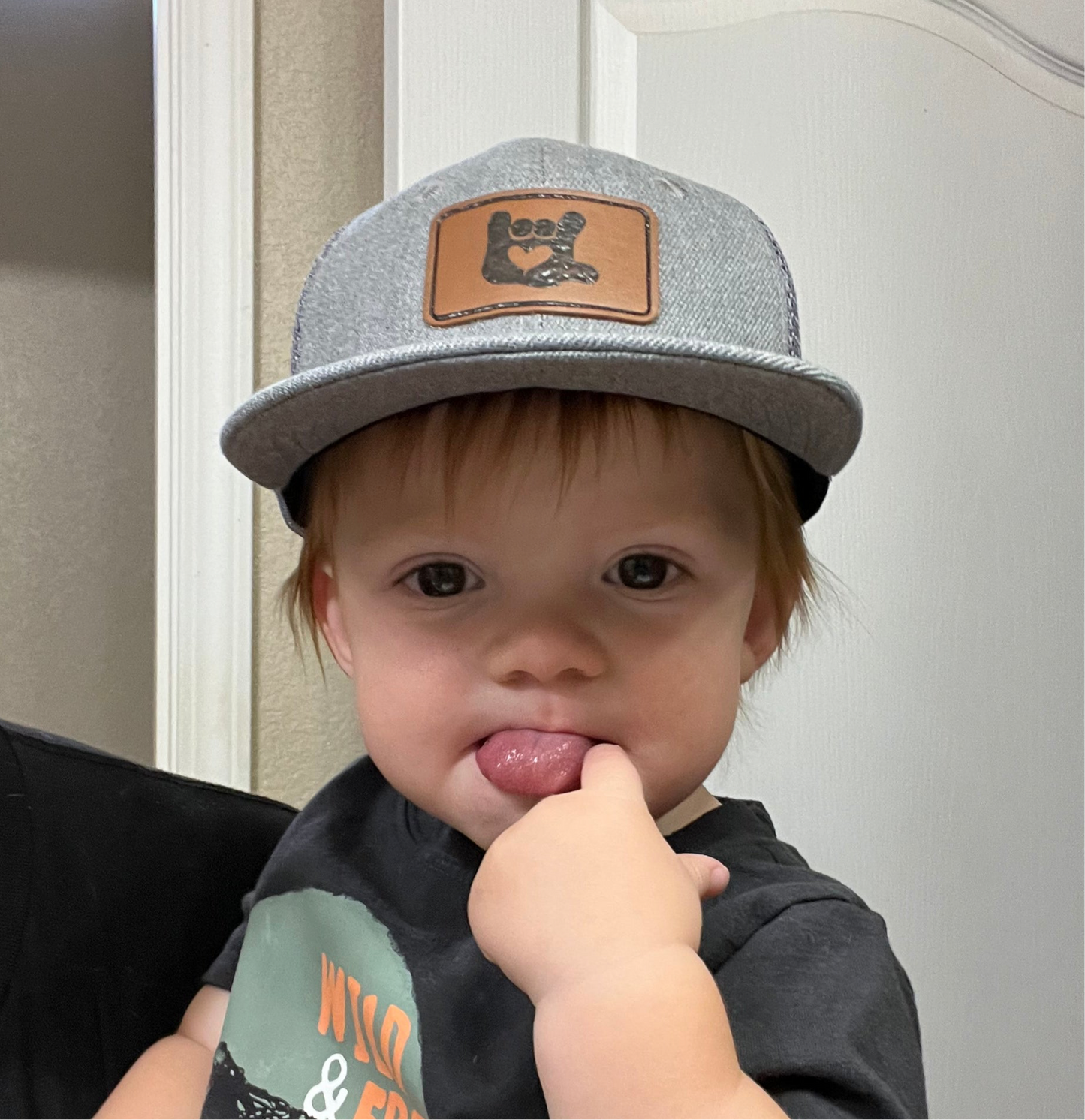 Toddler Snapback with ASL “I love you” leather patch