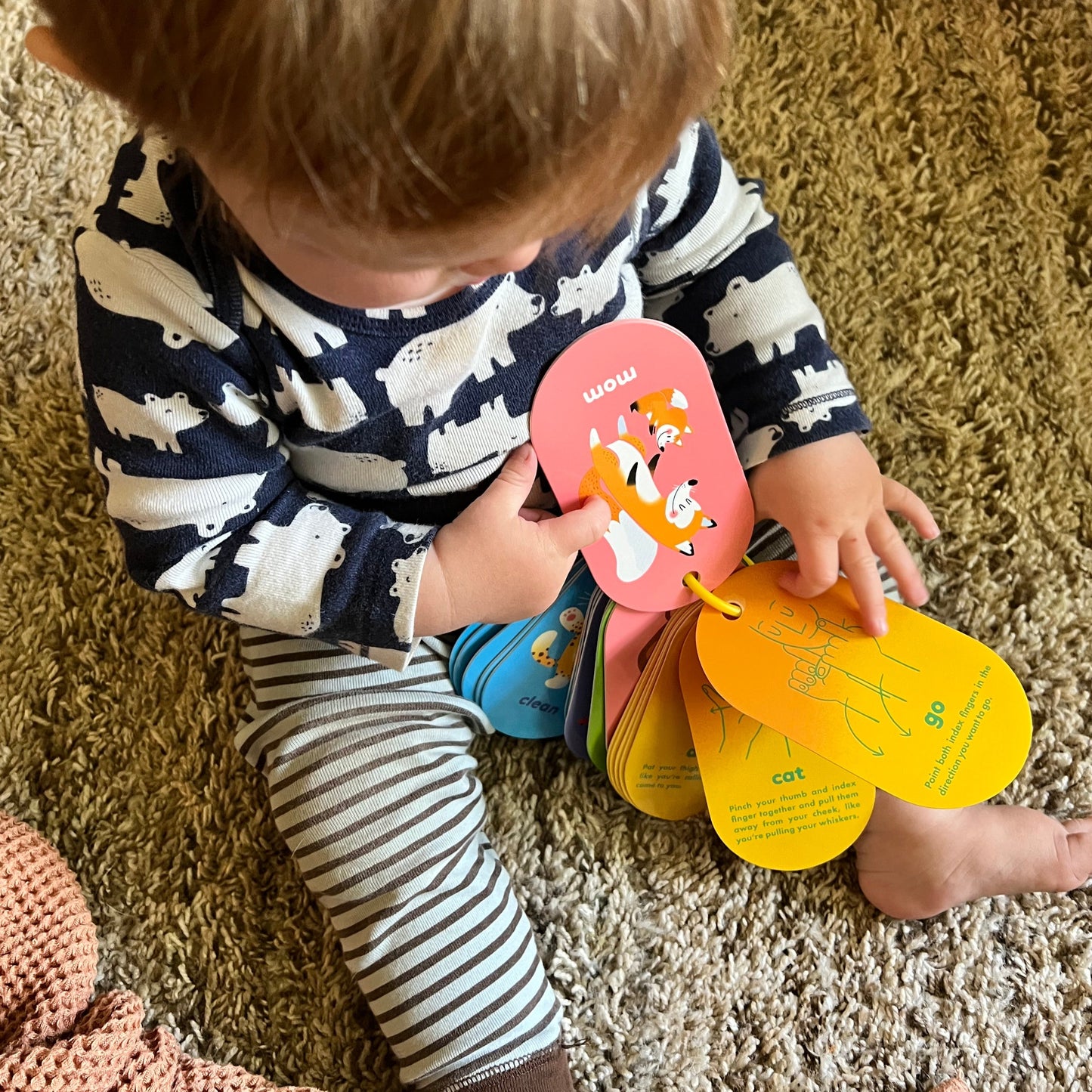 Baby Sign Language Flashcards on a ring