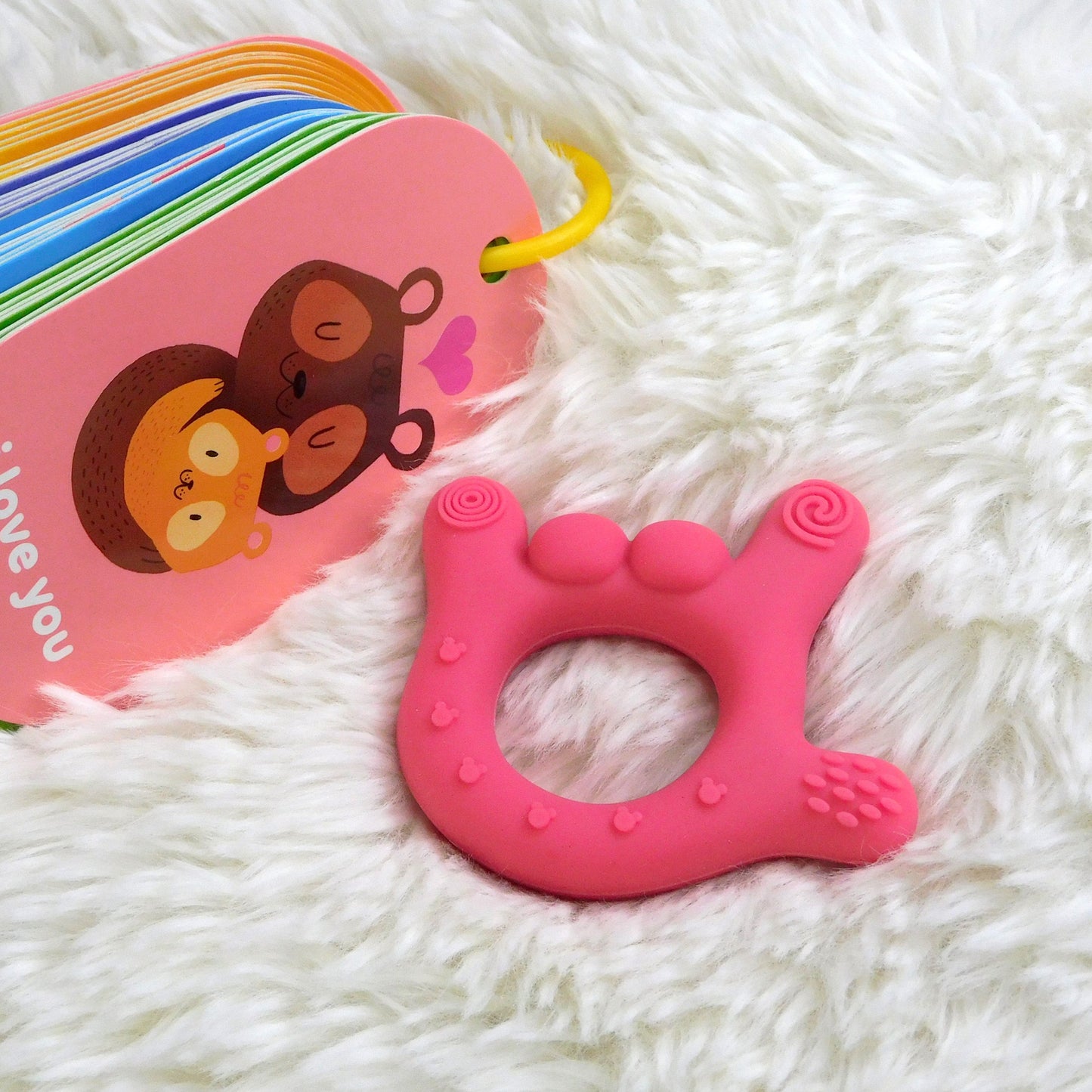 Hot Pink "I love you" Baby Teether