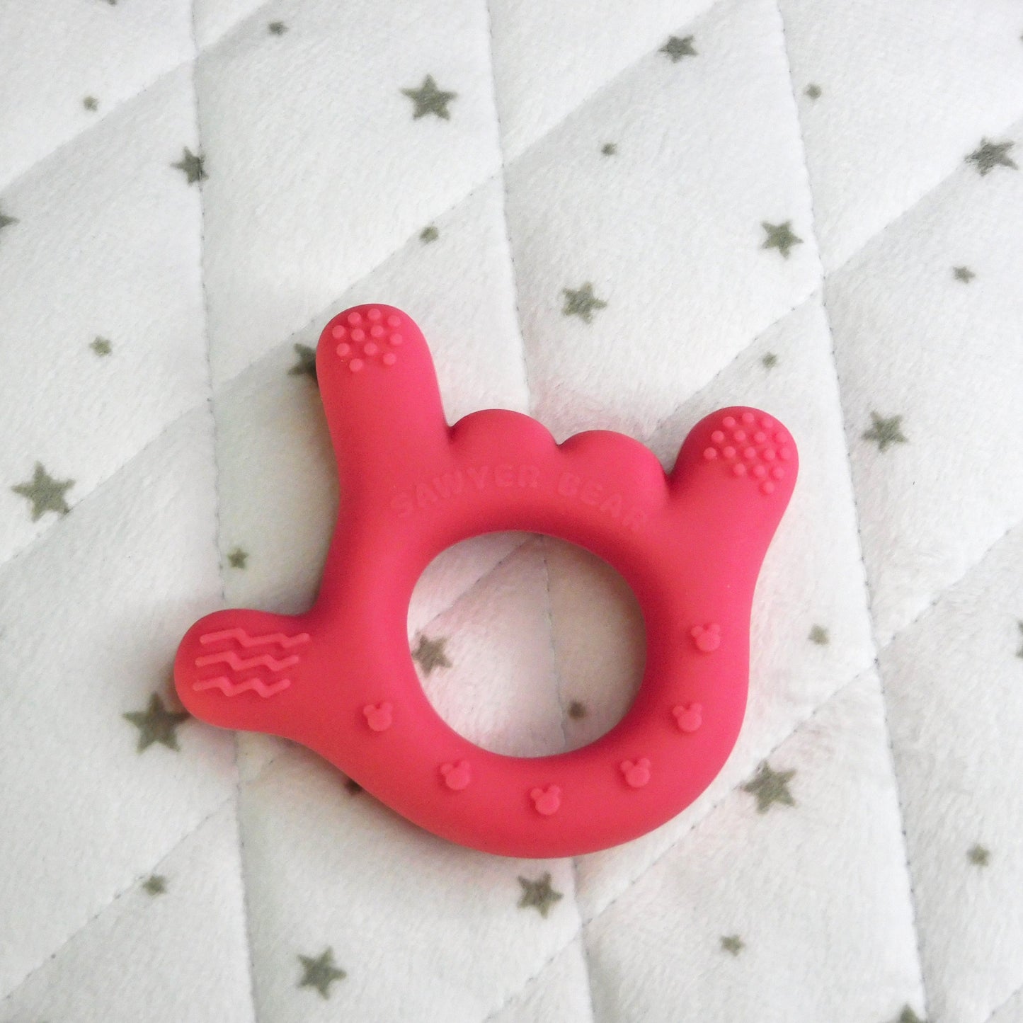 Hot Pink "I love you" Baby Teether