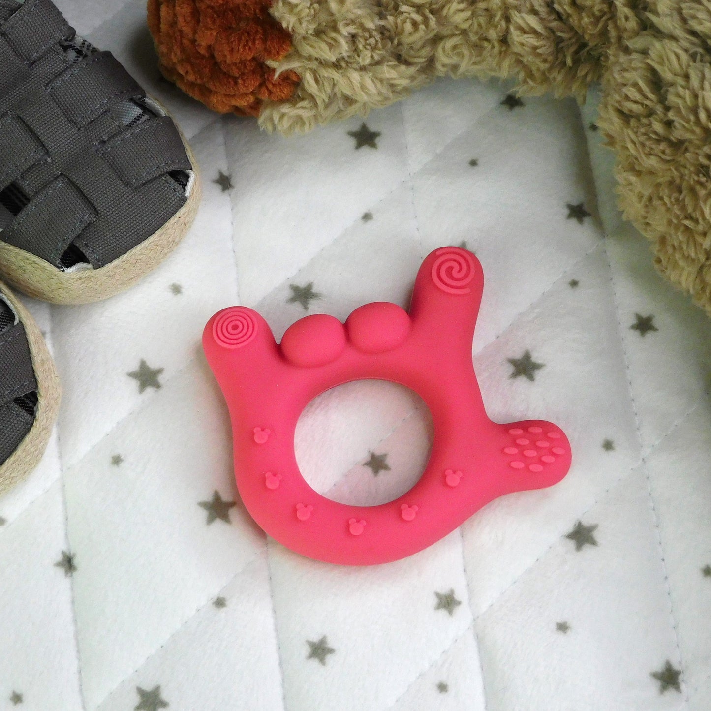 Hot Pink "I love you" Baby Teether