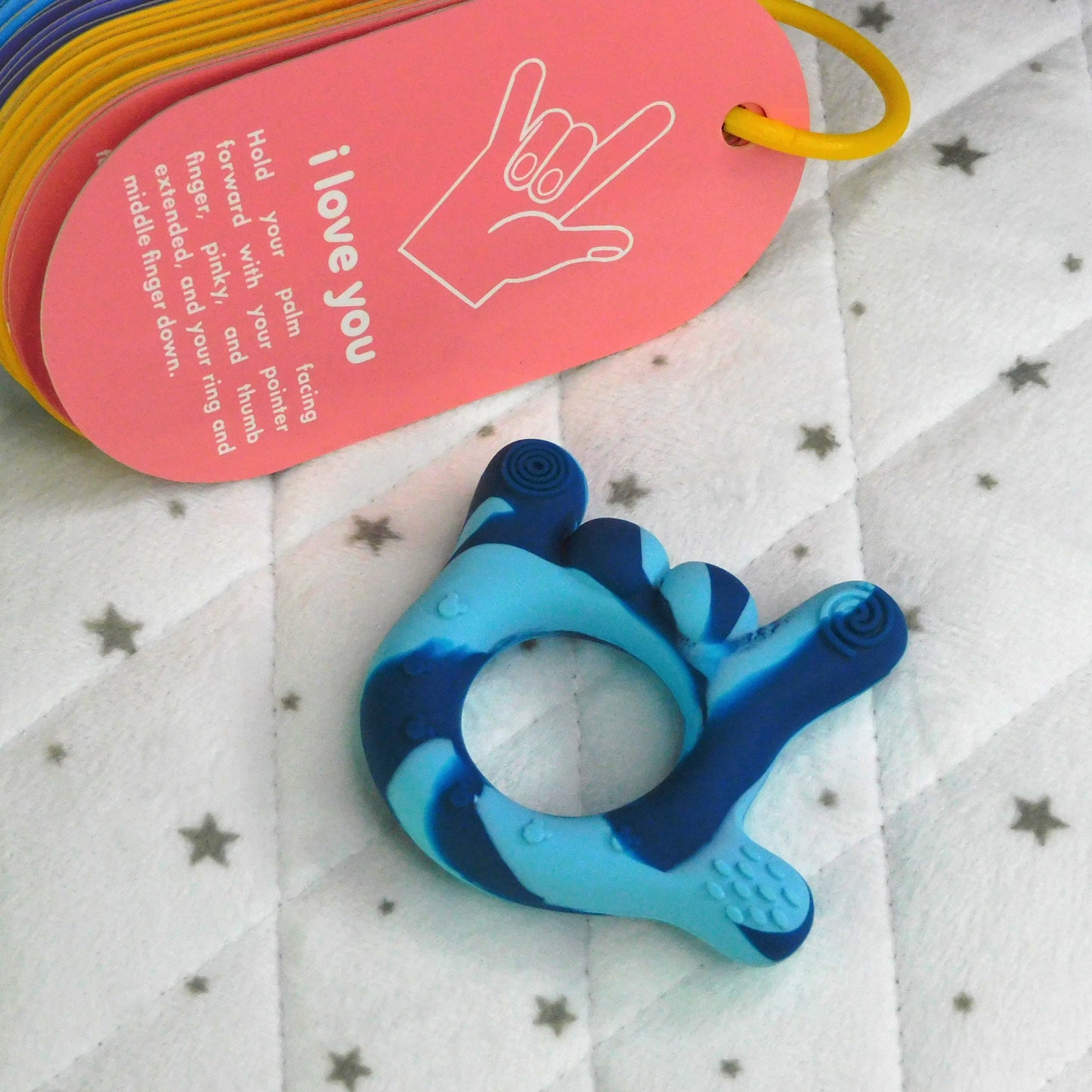 Ocean Blue Tie-dye "I love you" baby Teether