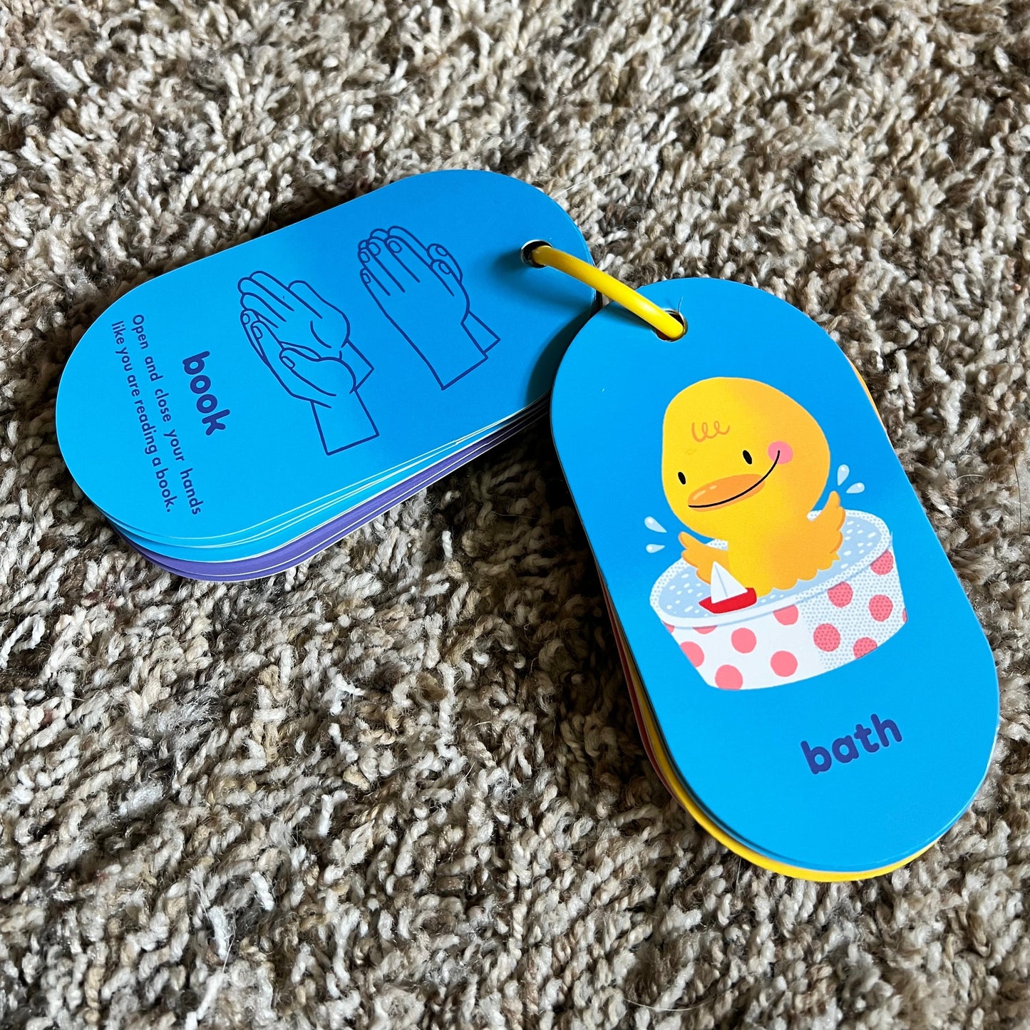 Baby Sign Language Flashcards on a ring