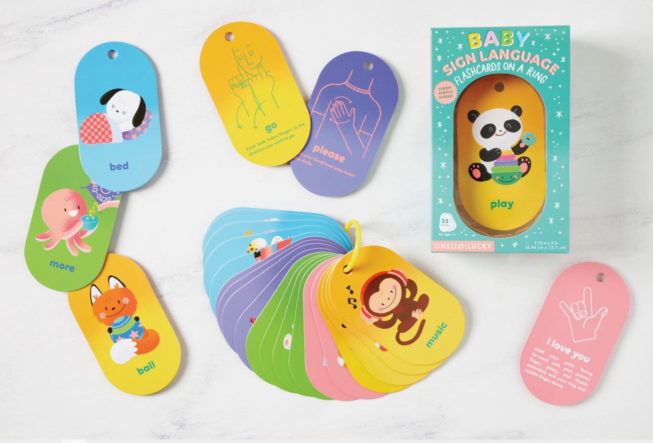 Baby Sign Language Flashcards on a ring