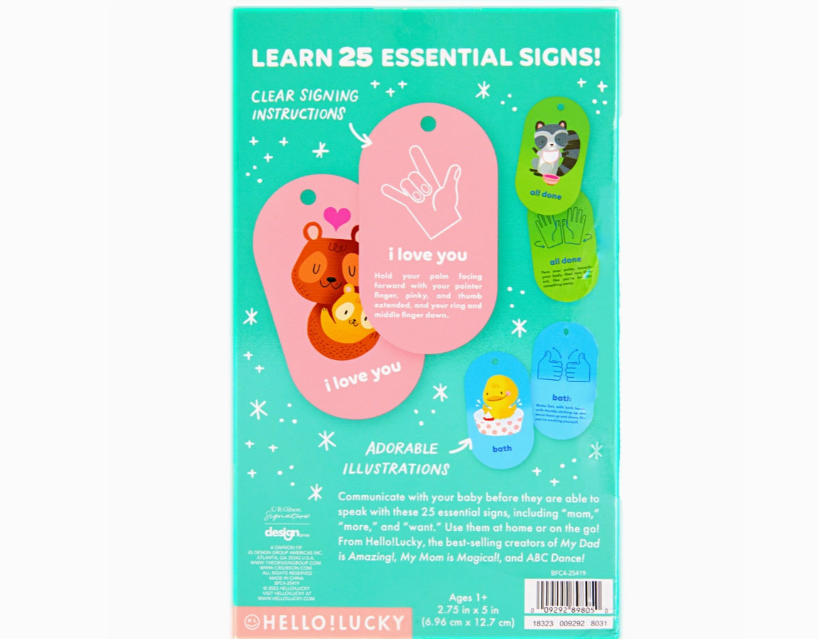 Baby Sign Language Flashcards on a ring